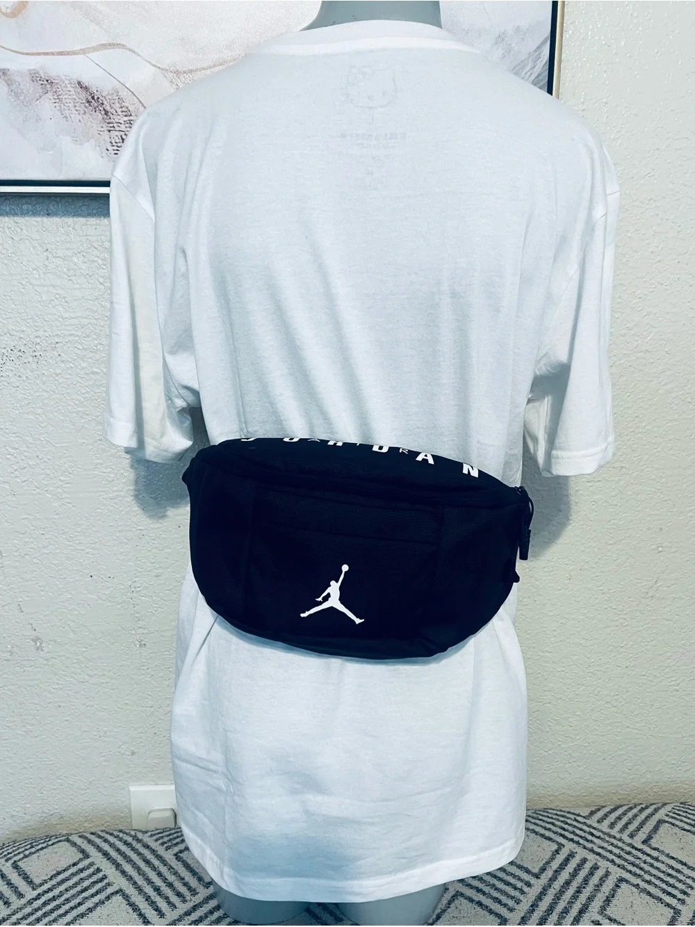 Nike Jordan Black Waist/Crossbody Bag with White Jumpman Quai  LeBron